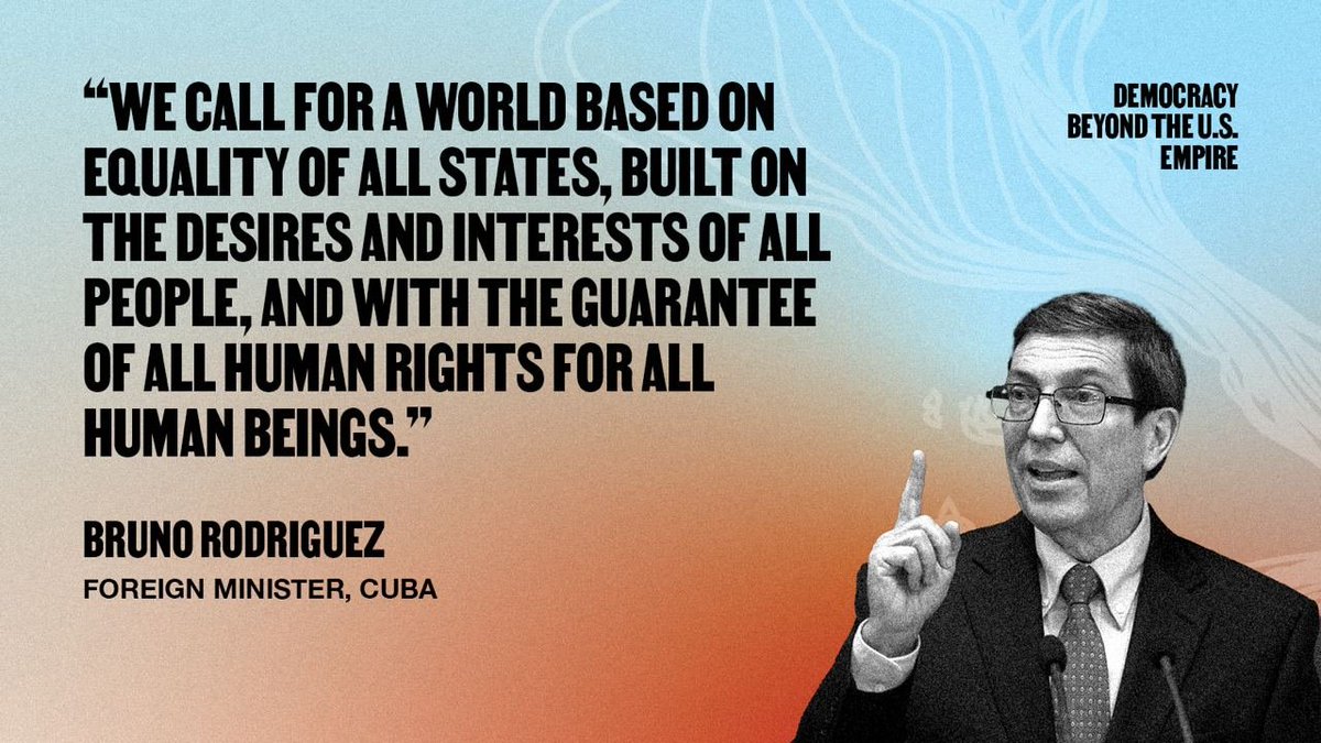 Tonight the excluded come together to stand against the empire. @BrunoRguezP, Foreign Minister of Cuba, shares the successes of Cuba and the need to embrace a multilateral future! Tune into the livestream: peoplessummit.info/watch-the-live… #ByeByeBlockade #MejorSinBloqueo