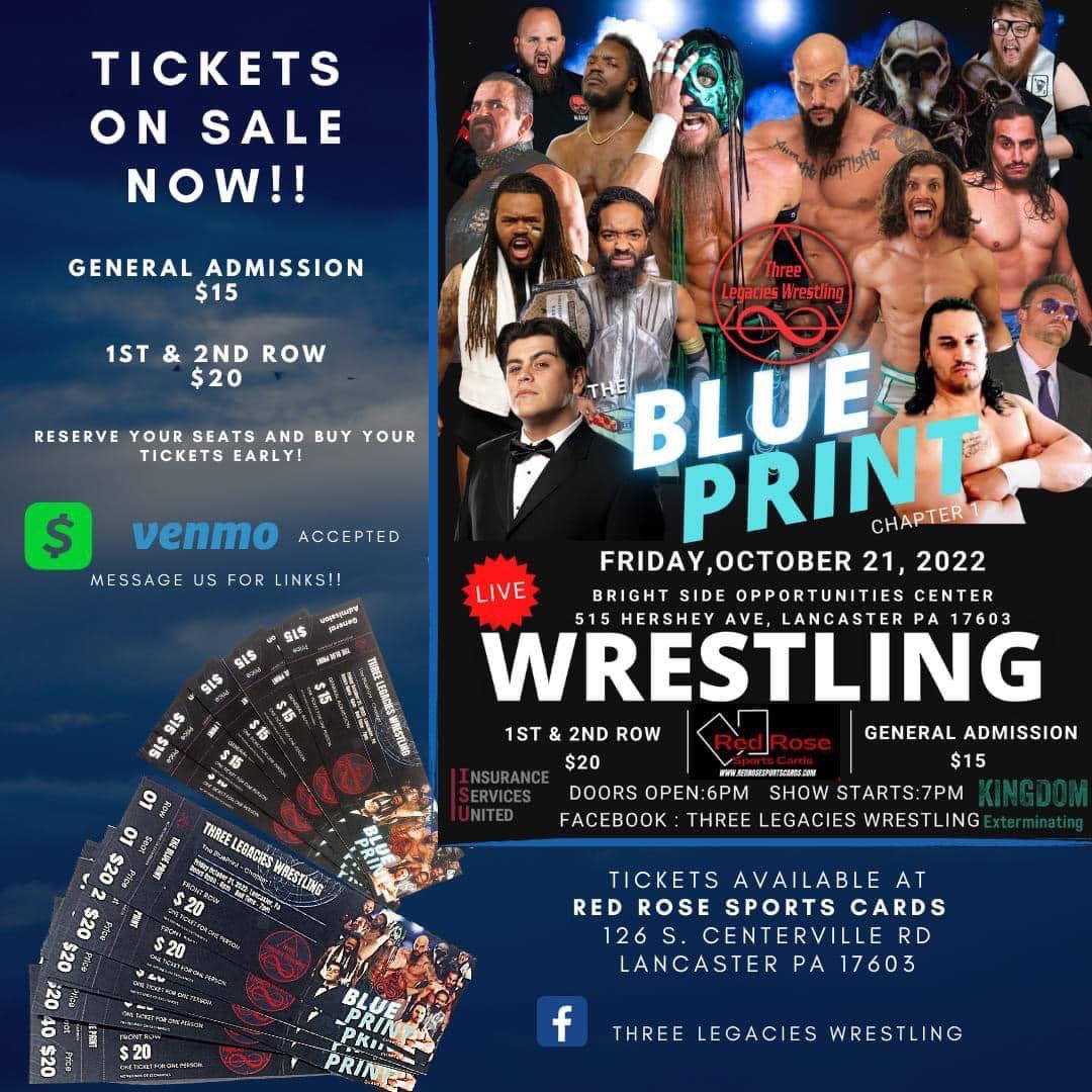 RefLarryPeace's tweet photo. Three Legacies Wrestling debut pro wrestling event 

When: Friday Oct 21st 🗓 

Where: Bright side Opportunities Center 
515 Hershey Ave, Lancaster, PA 📍🗺

Tickets 🎟 contact @3Legacies or go to @RRSportsCards 

Bell-time 7pm 🛎

#threelegacies #KeepingThePeace https://t.co/0YnOTPOrYG