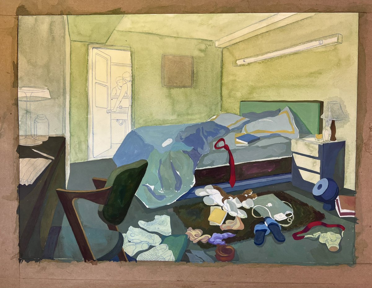 wei_xingye's tweet photo. The messy self #illustrationart #visualart #traditionalpainting #traditionalart #room #greenpic #greenart #handdrawn https://t.co/1nlUpXBBpP