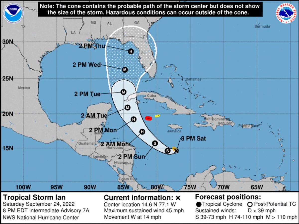CarlosJoaquin's tweet photo. Según el último pronóstico, la tormenta tropical IAN cambió su trayectoria hacia el canal de Yucatán y se localiza a 1,295 km al sureste de las costas de Quintana Roo. Continúen pendientes en las redes sociales oficiales. ¡Gracias quintanarroenses! #JuntosSalimosAdelante https://t.co/8g8LxhtHDA