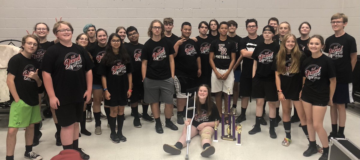 BandRobertson's tweet photo. Great performance by the ERHS Band at the Yellow Jacket Invitational in Hartsville with 1st place caption honors in field commander and percussion and 1st place band in their classification! #WeAreRCSTN #RobCoMusic https://t.co/zxUM6NGaOF