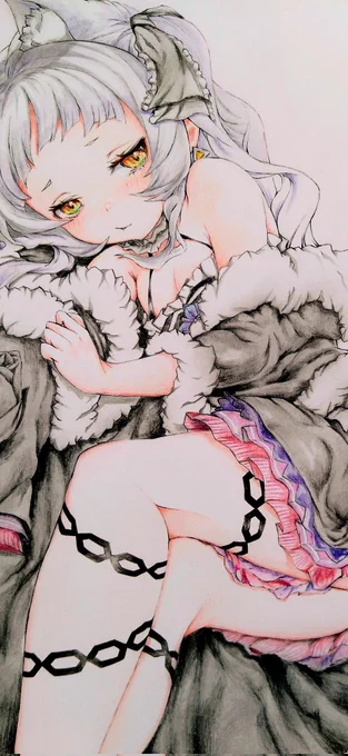 色鉛筆でシオンちゃん描いてるアナログ怪物なんですけども#三連休はフォロワーが増える 