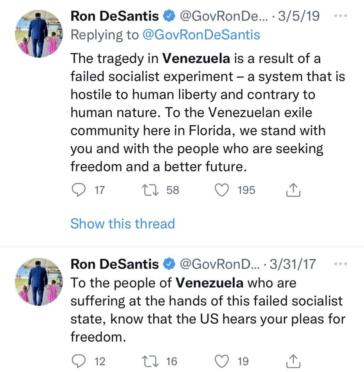 DWUhlfelderLaw's tweet photo. He’s now under criminal investigation in Texas and subject of multiple lawsuits for trafficking Venezuelans he bragged about standing by and welcoming to Florida. https://t.co/BDyx7skp8c
