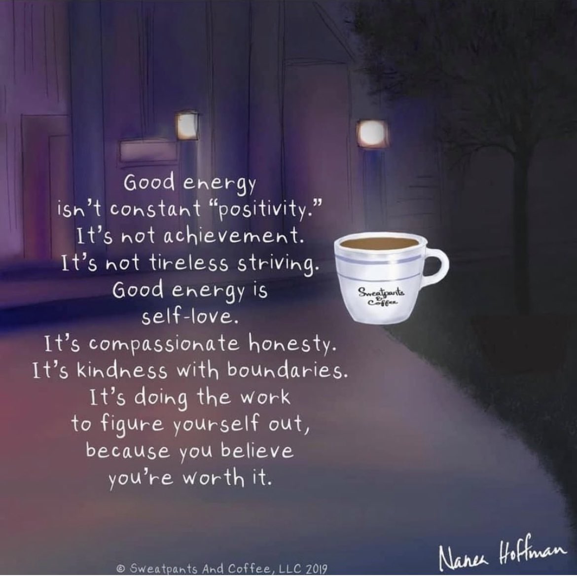SweatpantsCafe's tweet photo. Taking care of yourself is good energy ❤️ ~ Nanea 
.
@naneahoffman #sweatpantsandcoffee #selflove #selfcare #empowerment #youareworthy #innerpeace #gratitude #selfmotivation #inspiration #hope #youarenotalone #trustyourself #keepgoing #empathy #compassion #connection https://t.co/03Z16AoiiD