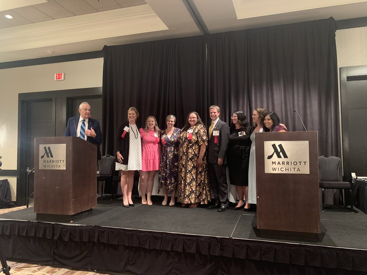 2023 Kansas Teacher of the Year team, including Kansas Teacher of the Year, BC Grad, Brian Skinner.