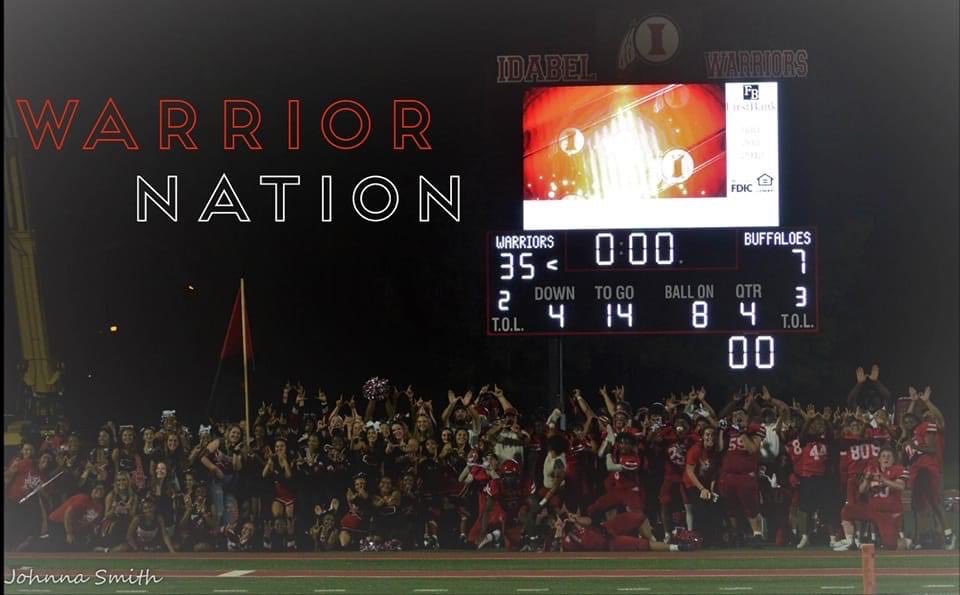 IdabelPublicSch's tweet photo. Congratulations Warriors on our first district win in the new Warrior Nation Stadium! #ipswarriors GO WARRIORS! https://t.co/Opz77e9i7s