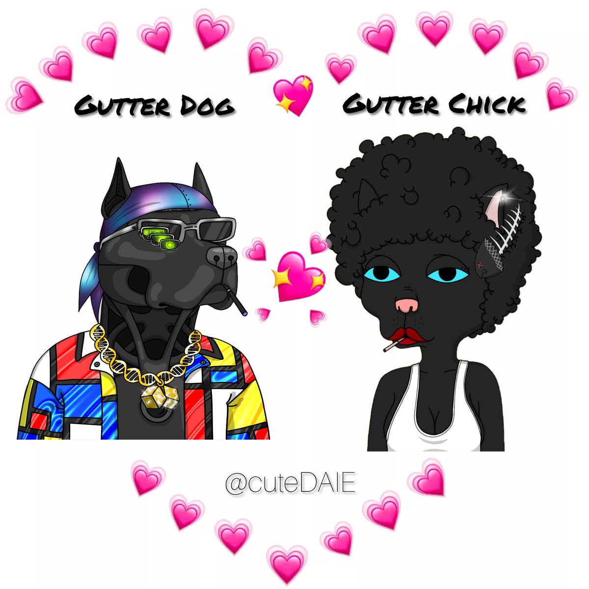 cuteDAIE's tweet photo. Got my space #FURbabies #nft partners 🤭 Who do you think would be the best couple? 🤔 
👑 @GutterChicks 💖 @MasterCatsNFT 
🚬 @GutterChicks 💗 @GutterCatGang https://t.co/TRNGQR6cVE