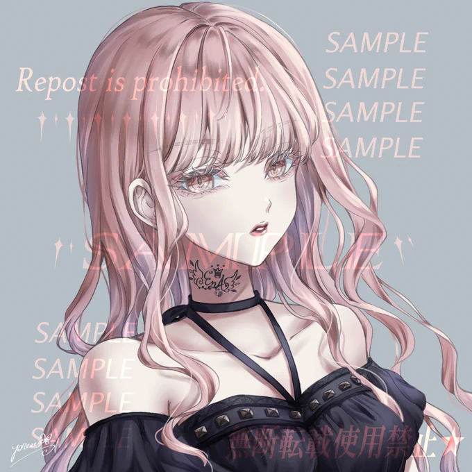 ご依頼でした素敵なピンクヘアのCOOLな女の子を描かせて頂き、ありがとうございました(*^人^*)#有償依頼 #Comission 