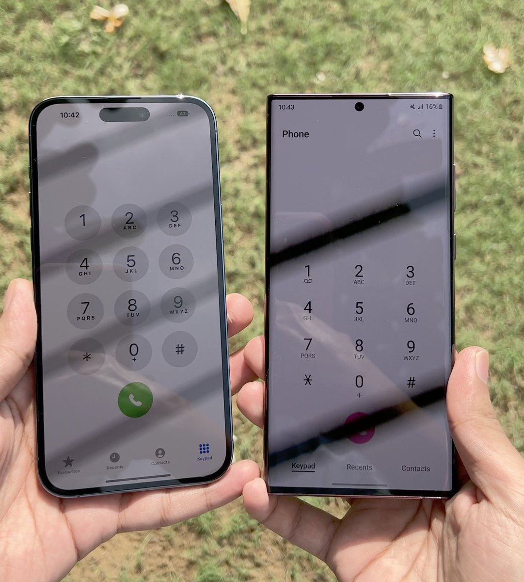 techdroider's tweet photo. iPhone 14 Pro Max vs Samsung S22 Ultra - Max Brightness https://t.co/Uk2LMbLTPD