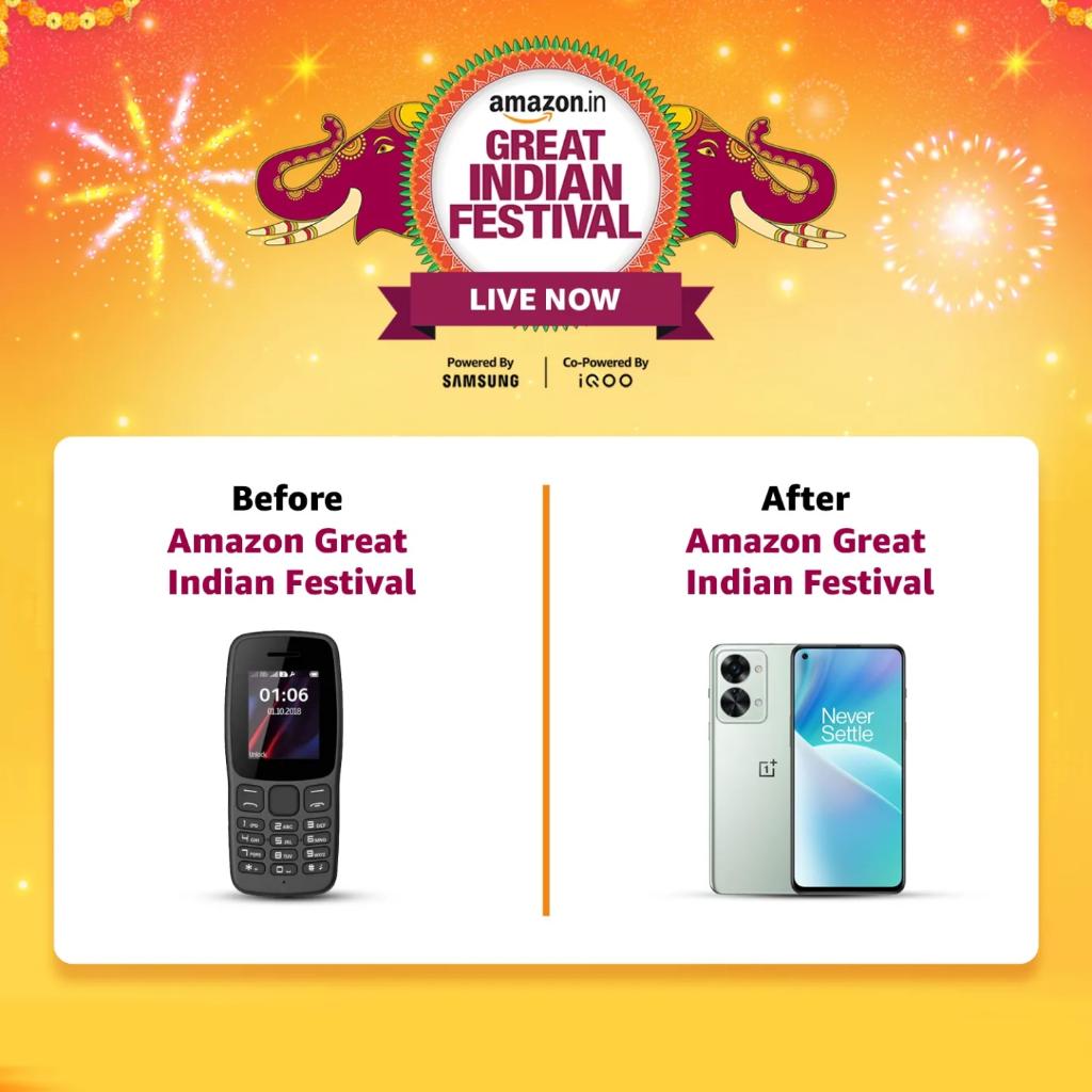 amazonIN's tweet photo. This festive season get  ready to bring the latest products home! 

With amazing discounts and offers, #AmazonGreatIndianFestival is Live Now. 
Get, set, shop! 

#AmazonSeLiya 
#LiveNow https://t.co/PXpPM0f5Rh