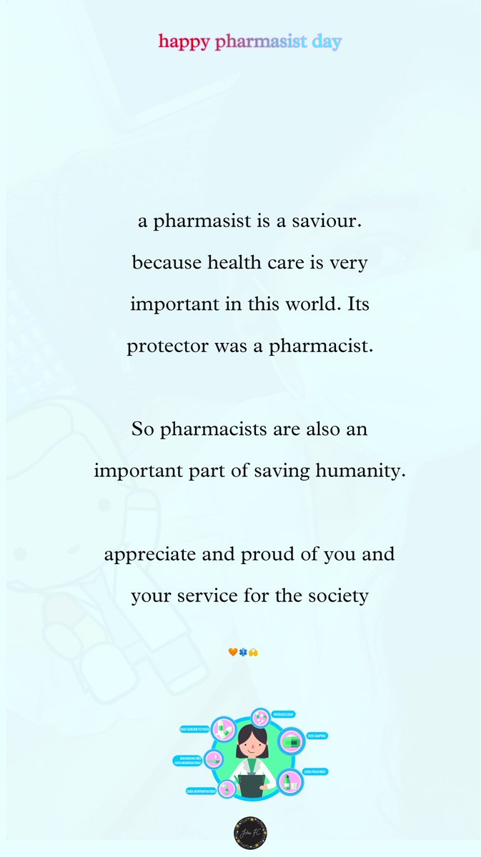 YshuFC's tweet photo. Happy pharmasist day @vyshnavi66666 ⚕️

You'll one of the protectors for the human life's

Thanks to all pharmasists for your work and service 🙌

#HappyPharmacistDay @vyshu__66 https://t.co/8czvz6BiMH