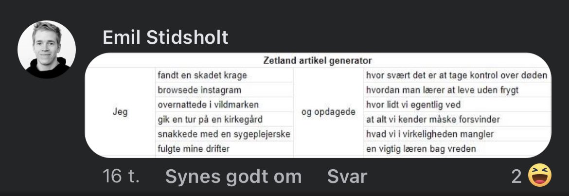En bruger i Zetlands FB-kommentarspor har lige lavet det sjoveste mediekritiske opslag i 2022 #dkmedier