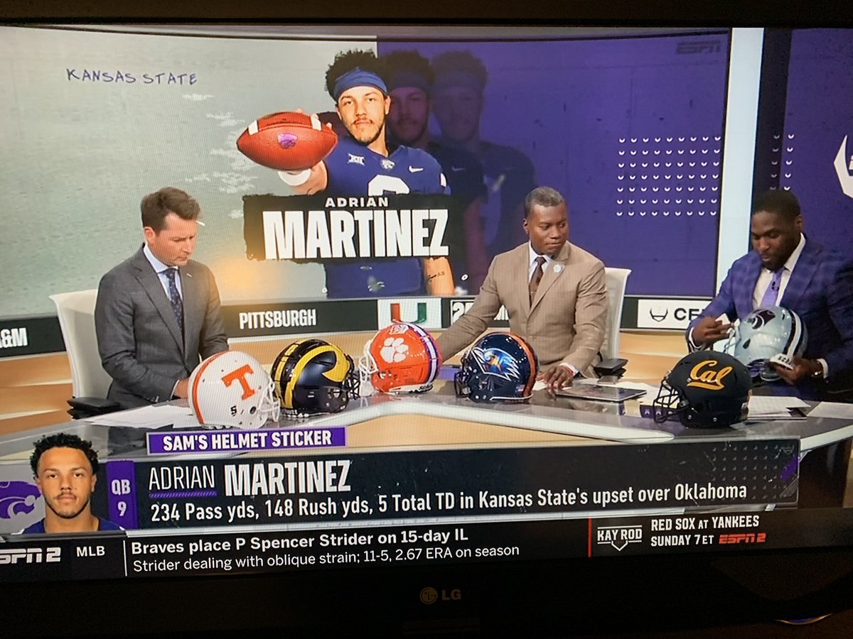Adrian Martinez with the helmet sticker on CFB Final. Well deserved.