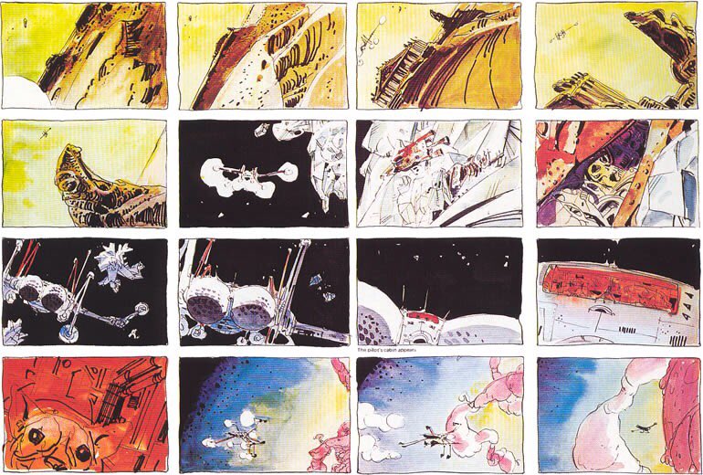 My fav by and far are the jordorowsky dune storyboards by moebius. I'm so sad we don't live in a timeline where this movie exists 