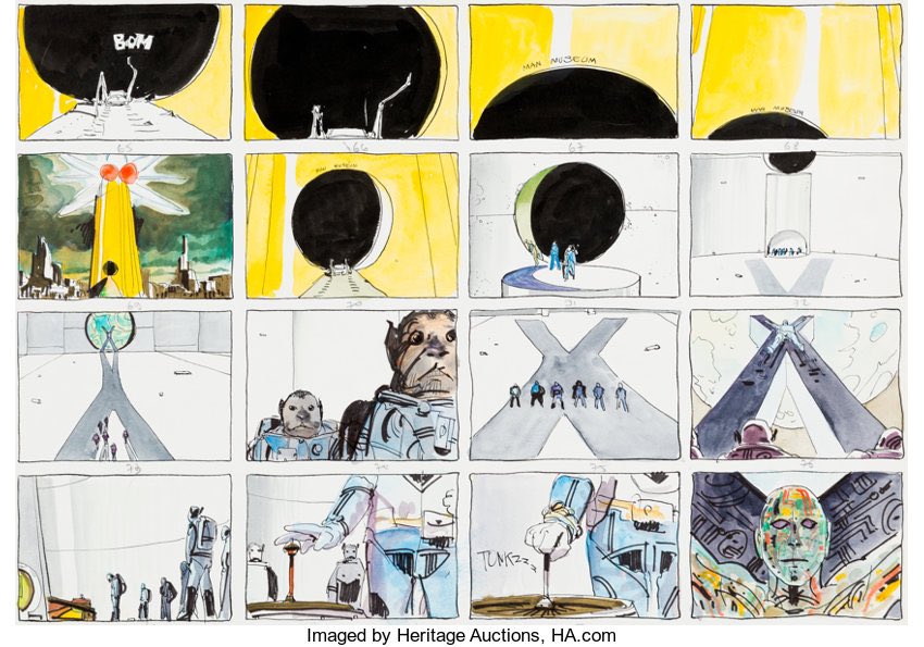 My fav by and far are the jordorowsky dune storyboards by moebius. I'm so sad we don't live in a timeline where this movie exists 