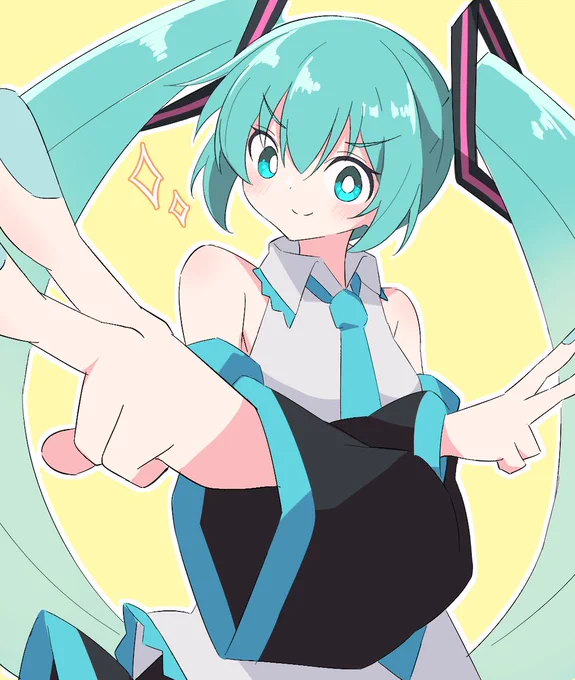 ドヤ顔ダブルピースミクさんからしか得られない栄養素が存在する。#初音ミク 
