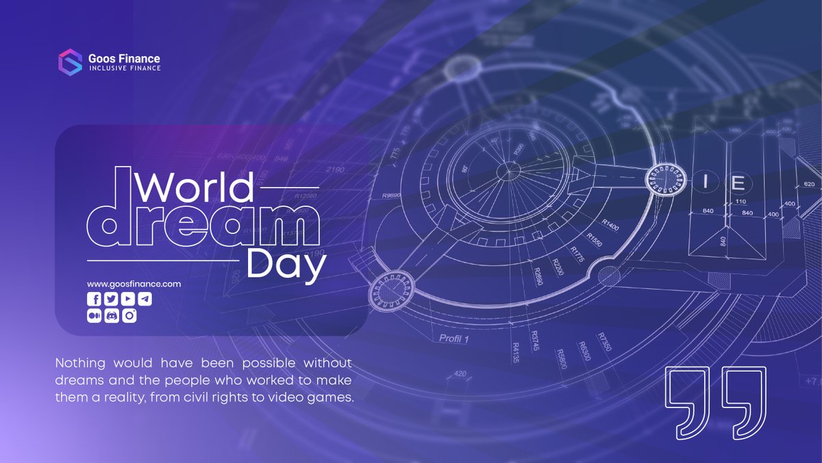 This day is a reminder that everyone has the power to improve the world. Nothing would've been possible without dreams &amp; the people who worked to make them a reality.

What inspires the most?
Tell us in the comments. 👇

#DeFi #dreamday 

Sign Up👇
🌐//goosfinance.com/