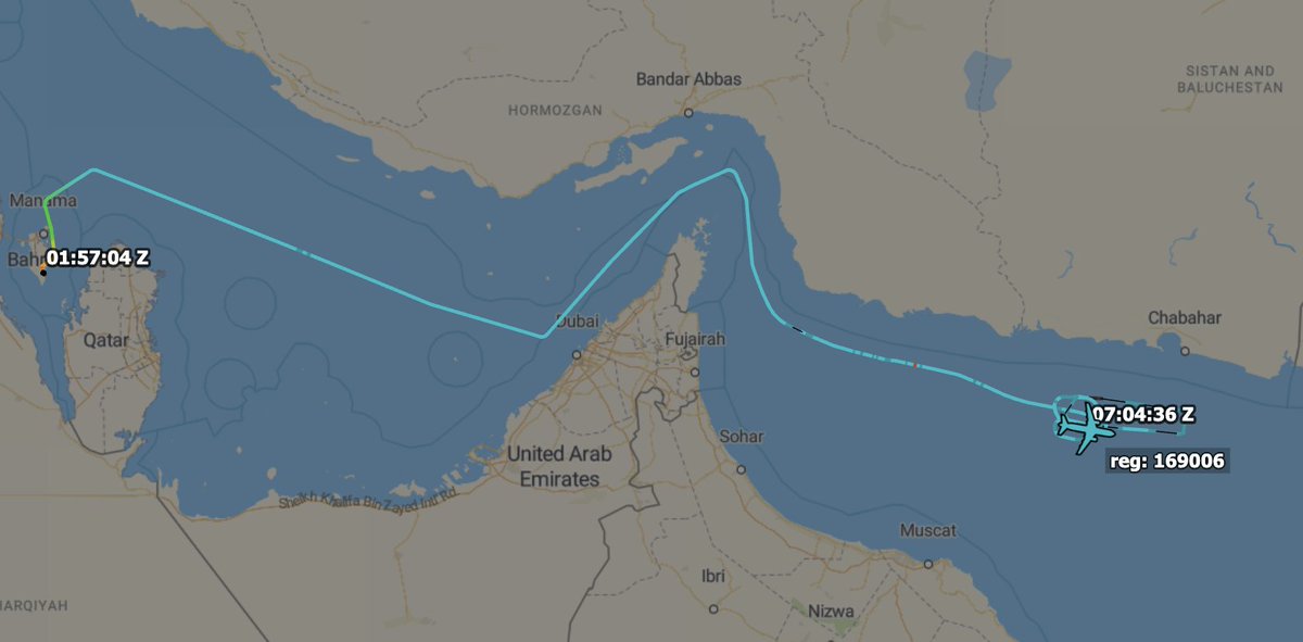 TheSnoopySnoop's tweet photo. Airborne from Bahrain & on-point at 19,000ft south of Iran over the Gulf of Oman
US Navy P-8A Poseidon #AE57CB 169006
#AvGeek #Planespotting #milair #haveglass https://t.co/YGTsJRaC0y