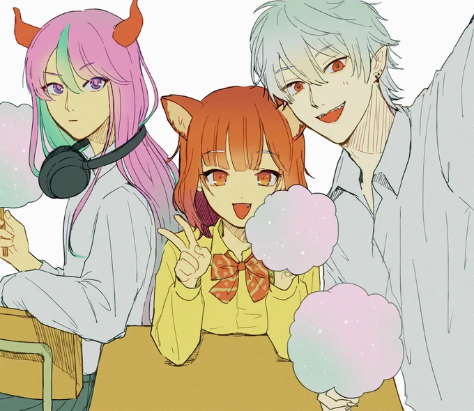出遅れすぎた〜またこの3人が見たいです自分の高校がサンダルだったからサンダル履かせてしまった#CCWIN #KuzuArt #Selly #ラトアート 