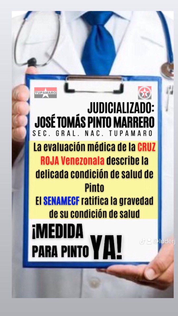Su órgano médico judicial le indica que el Estado de salud es crítico de <a href="/JosePinto_MRT/">José Pinto</a>  La juez Niega la medidas sustitutivas. Respecto a la CRBV al código penal Justicia para un a adultos mayor 71 año.
