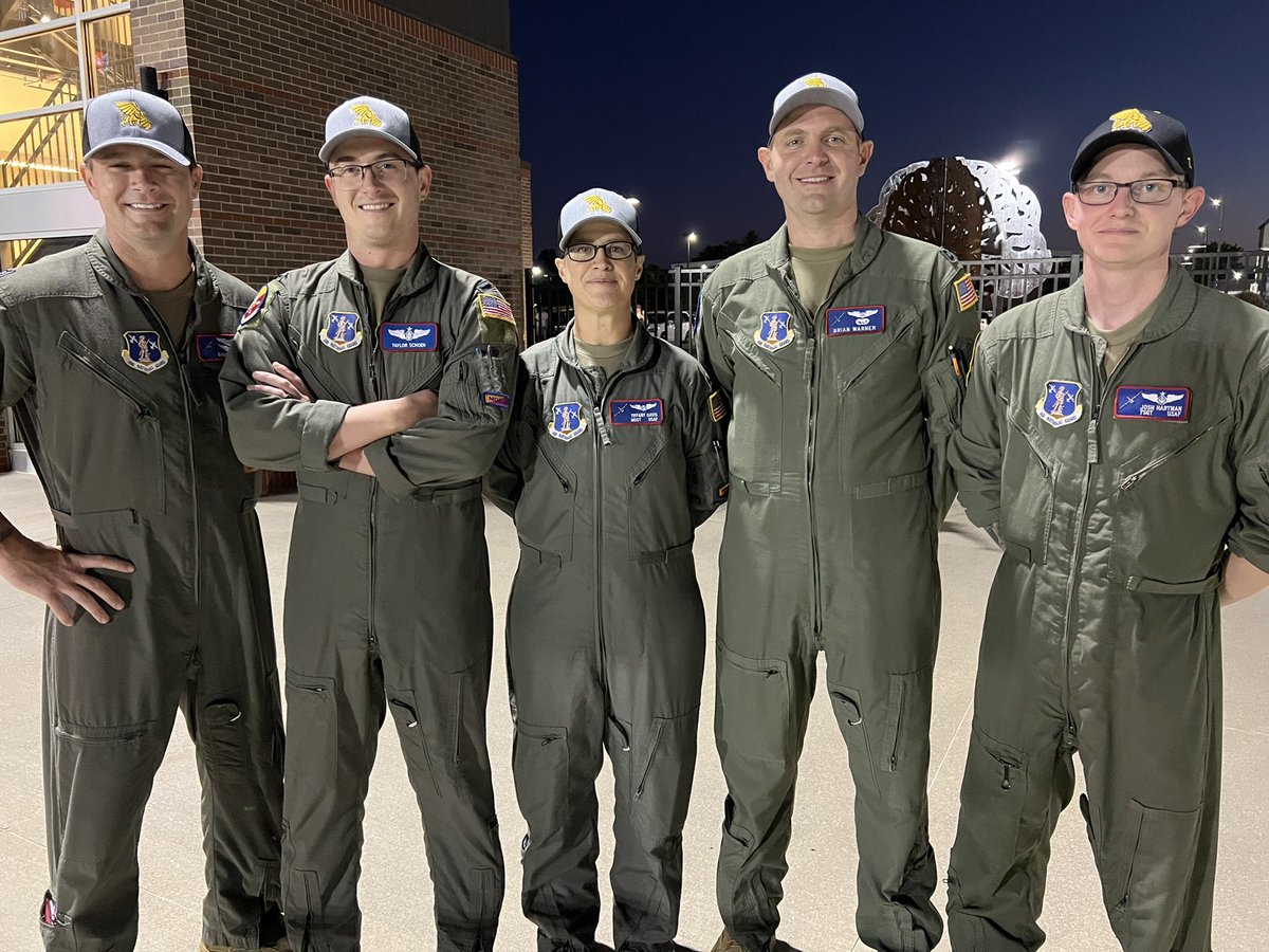 Proud to have members of the Air Guard crew of the 139th Airlift Wing at tonight’s <a href="/MWSU_Football/">Missouri Western Football</a> game. #MissouriWestern #GriffonProud #AFFlyover