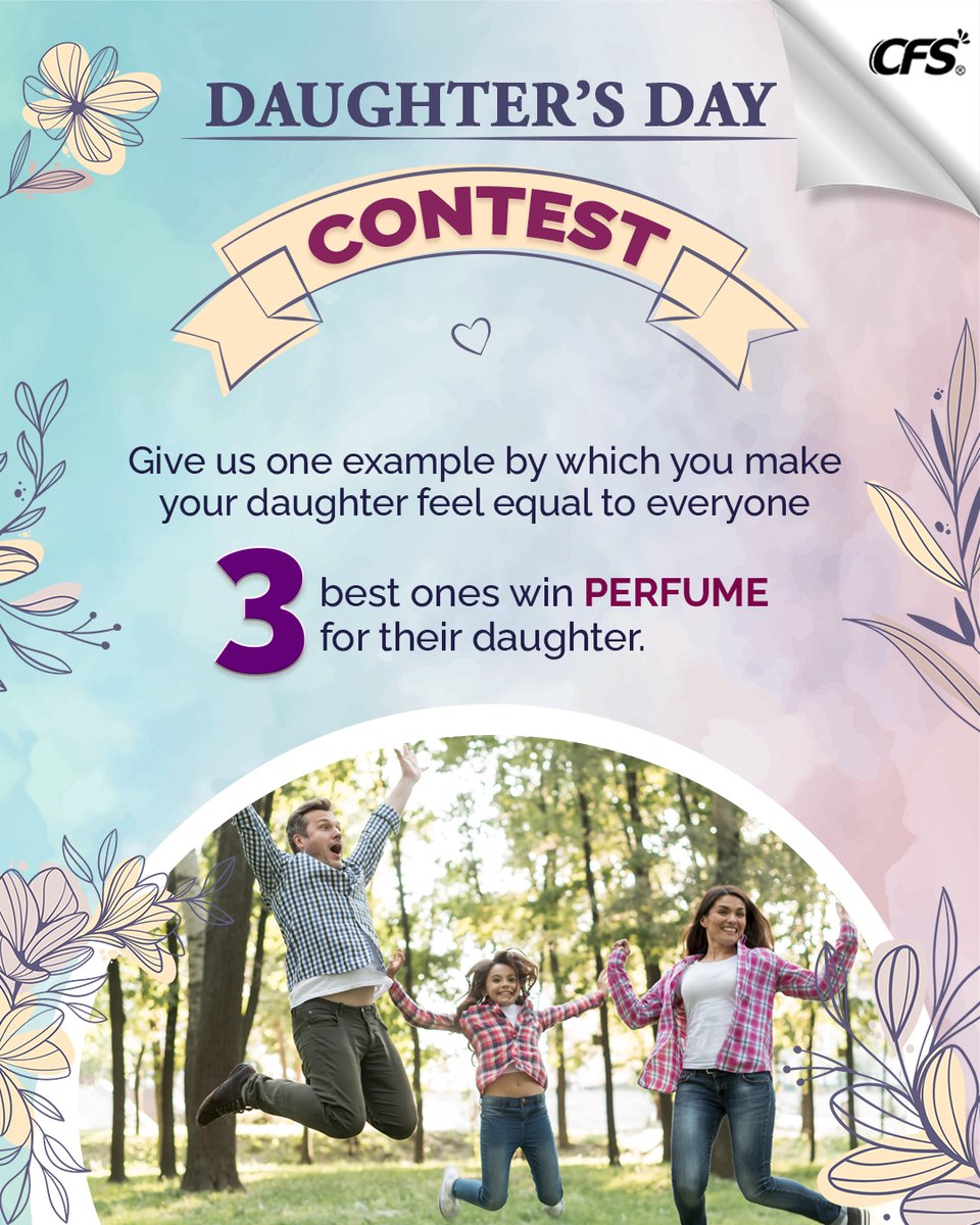 CFSPerfumes's tweet photo. 2) Follow us on facebook, instagram and twitter.
3) Use hashtag #happydaughtersday #daughtersdaycontest #daughtersday2022 #cfsperfumes #indianperfumes #daughtersareequal https://t.co/aTrXoF0H5i