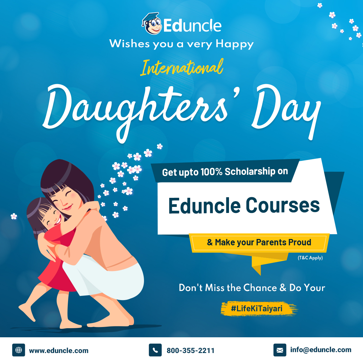 EduncleIndia's tweet photo. Eduncle  Wishes Happy Daughter's Day👩 

On this day, express your love by gifting your daughter a special #Eduncle course📚 for a promising future and stand a chance to get upto a 100% scholarship.

#daughtersday #daughterlove #daughtersday2022  #eduncle #karolifekitaiyari https://t.co/lkULbnbmwA