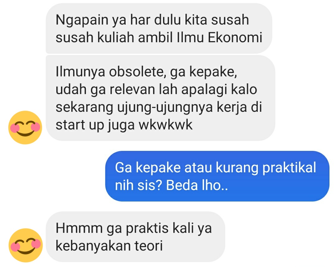 Baca chat ini gue jadi ingin sharing deh how basic economic lessons assist me in my daily work as a product strategists in a tech company and how I implement them🤔🤔🤔