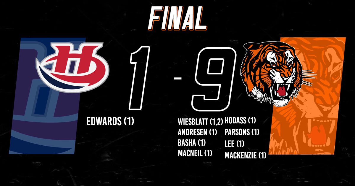 tigershockey's tweet photo. So many goal scorers we almost couldn’t fit them all on one graphic! Tigers win! https://t.co/IK2Y1Zo47V