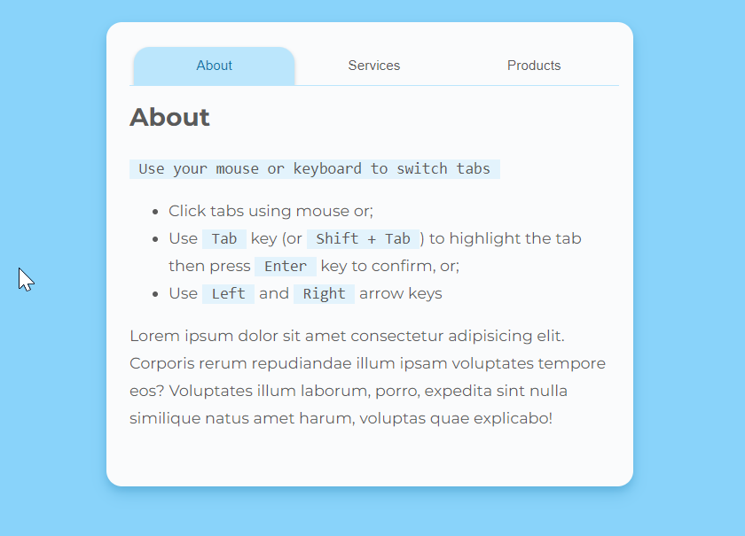 chrisbautista's tweet photo. UI Elements: Accessible Tabbed Container https://t.co/v8hK83iUsD via @CodePen https://t.co/DhgD3m1yYd