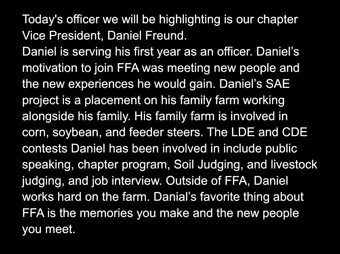 atlanticFFA's tweet photo. Come back tomorrow to meet our chapter president! https://t.co/2Z3k5acnfr
