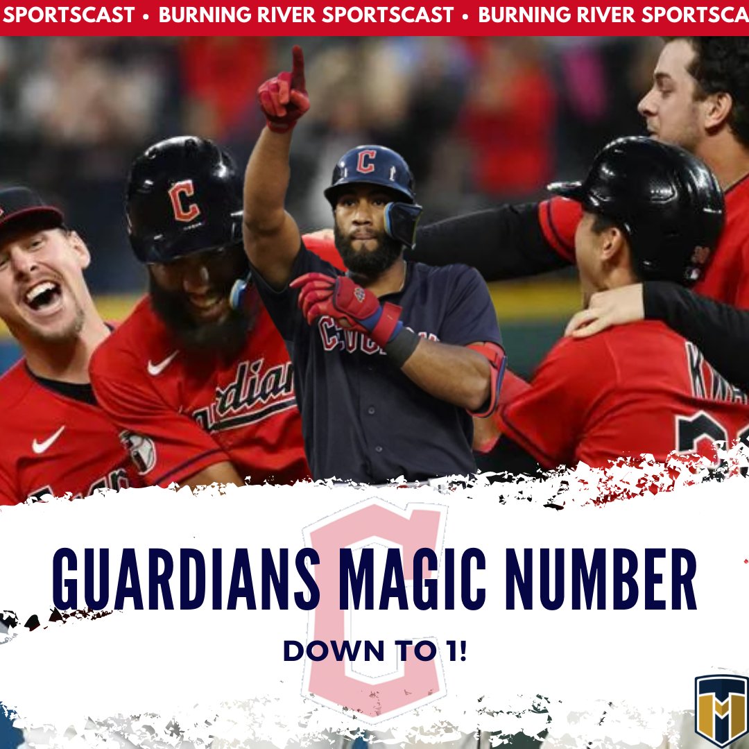 What's the #magicnumber @amed_rosario? After 6 straight W's, the @CleGuardians are 1 win away from clinching the #Central! Chance on Sunday!
.
#cleveland #ClevelandGuardians #baseball #cle #clevelandsports #TapinMedia #guards #ForTheLand #burningriversportscast #Guardians #MLB https://t.co/R2BnpjXnET