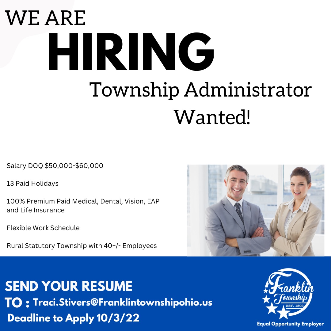 Visit our website to learn more. franklintownshipohio.us/employment
