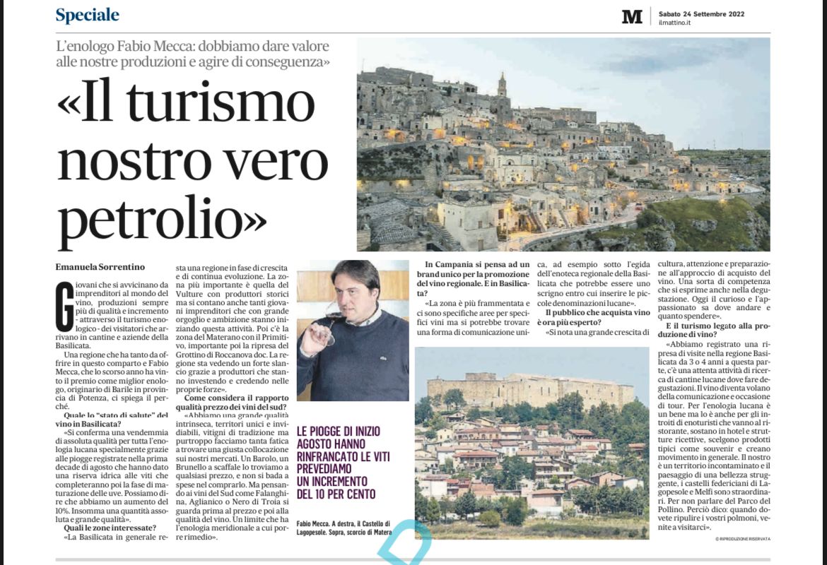 FabioMecca's tweet photo. È sempre una grande emozione... Ecco la mia intervista rilasciata al Mattino sulla Vendemmia 2022 in Basilicata 
@lucianpignataro @mattinodinapoli https://t.co/A2vVTv4amR