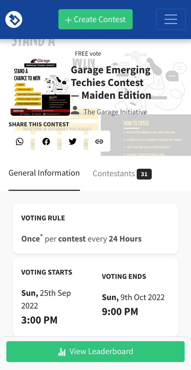 TheGarageOrg's tweet photo. Over 140+ entries, 31 made it as contestants. Voting for #GETC22 opens at 3 PM today. You can help the next tech bro/sis win a brand new laptop by voting for FREE!

Link in bio. https://t.co/aPtLC3qAfm