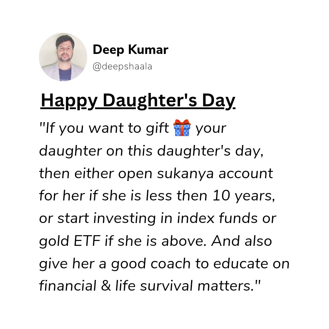 deepshaala's tweet photo. Happy daughter's day to all the daughter's and their parents. 

#daughterlove #daughterday #Deepshaala #deepkumarlive #financialliteracy https://t.co/mf7PrniX31