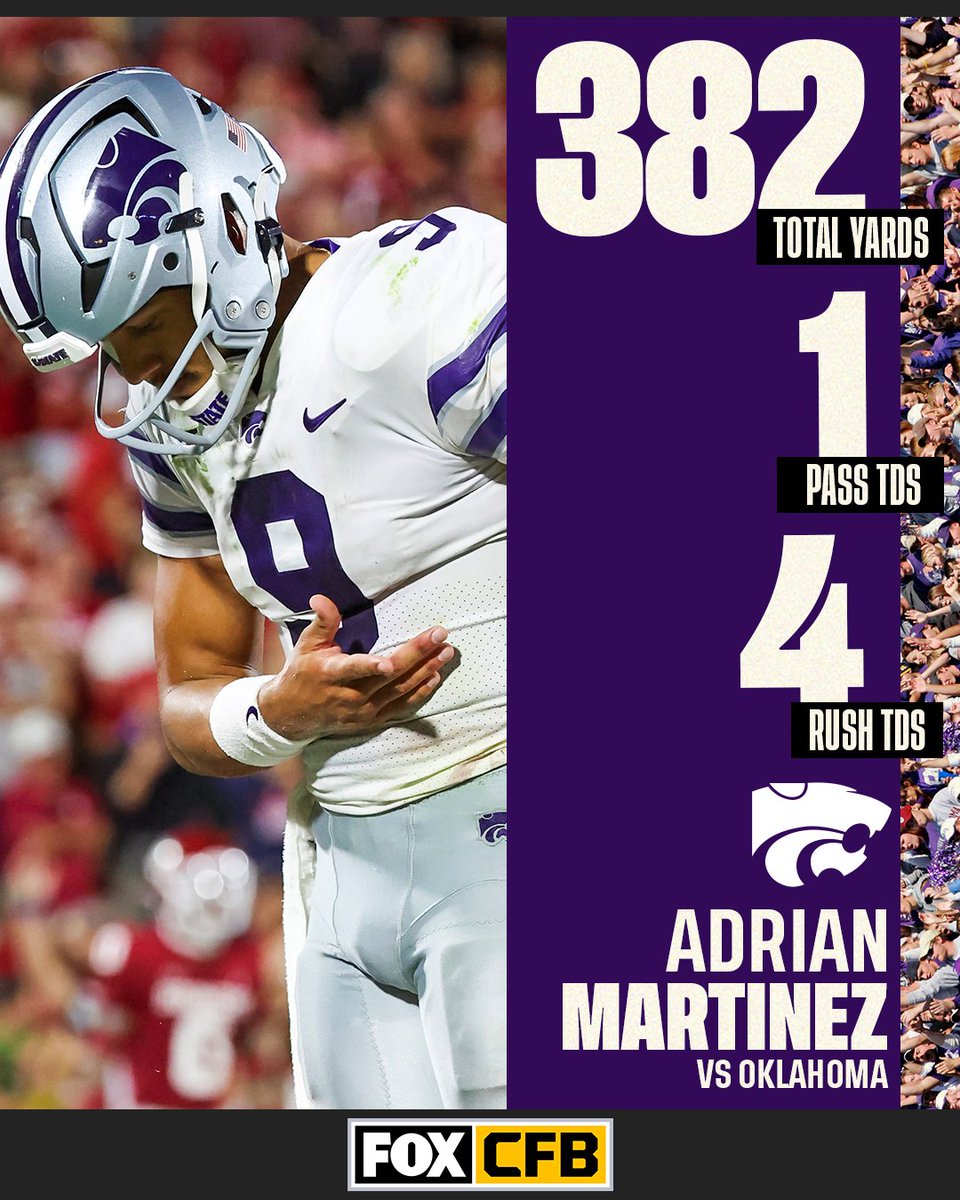 🔥 <a href="/MartinezTheQB/">Adrian Martinez</a> was unreal tonight vs Oklahoma

234 Pass Yards | 148 Rush Yards | 5 Total TDs