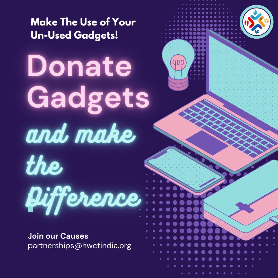 hwctindia's tweet photo. Hey Folks,
If you wish to donate any of your used #Gadgets, #CellPhone, #Tablet, #Desktop or #Laptops, it will help us in upgrading our #DigitalClassroom which will be used for #skilldevelopments for the #underserved children and #needy communities. ๐๐
#donate #needy #help https://t.co/gl8w5KYOI3