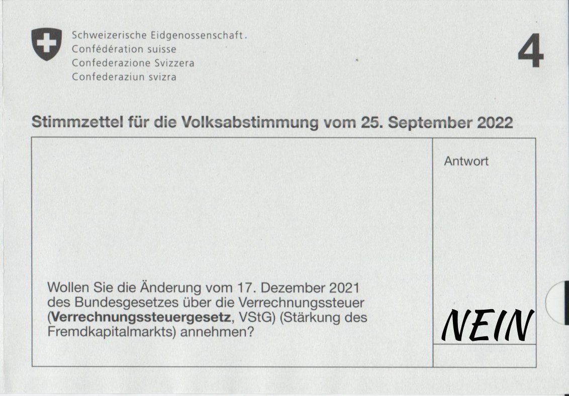 parat_schweiz's tweet photo. Heute ist in der #Schweiz #Abstimmung. Wenn Du noch nicht abgestimmt hast, dann husch Heute Morgen zum Abstimmungslokal und stimme Nein zur Teilabschaffung der Verrechnungssteuer. #Abst22 #chVote https://t.co/nDUm4sELCL