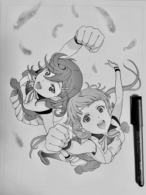 原稿用紙MAXの大きさで描いてストレス発散🦉今から4コマの方を仕上げます☺️

#μʼs #Aqours #虹ヶ咲 #Liella
#lovelive #ラブライブ #マンガ
#イラスト #4コマ 