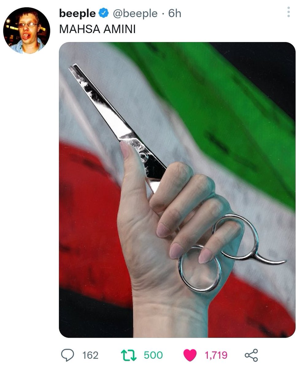 atefehsadr's tweet photo. This is a GM ✊️🖤
#MahsaAmini

Thanks @beeple https://t.co/WTowRzauY6