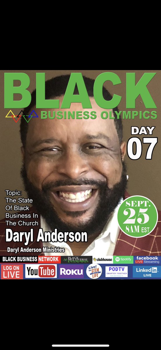 BlackBusinessUS's tweet photo. Streaming Live on Day 7 and catch replays on Days 1-6 at https://t.co/8H3AuM9g3w #blackbusinessolympics #blackbusinessexpousa #blackownednetwork #BlackTwitter #worldwide https://t.co/cdZSR3h50q