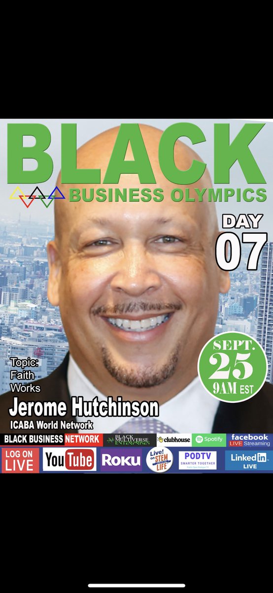 BlackBusinessUS's tweet photo. Streaming Live on Day 7 and catch replays on Days 1-6 at https://t.co/8H3AuM9g3w #blackbusinessolympics #blackbusinessexpousa #blackownednetwork #BlackTwitter #worldwide https://t.co/cdZSR3h50q