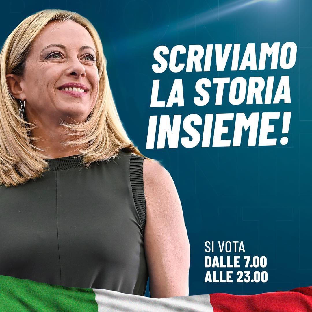 GiorgiaMeloni's tweet photo. Oggi puoi contribuire a scrivere la storia 🇮🇹 https://t.co/6u3sKvjJSo