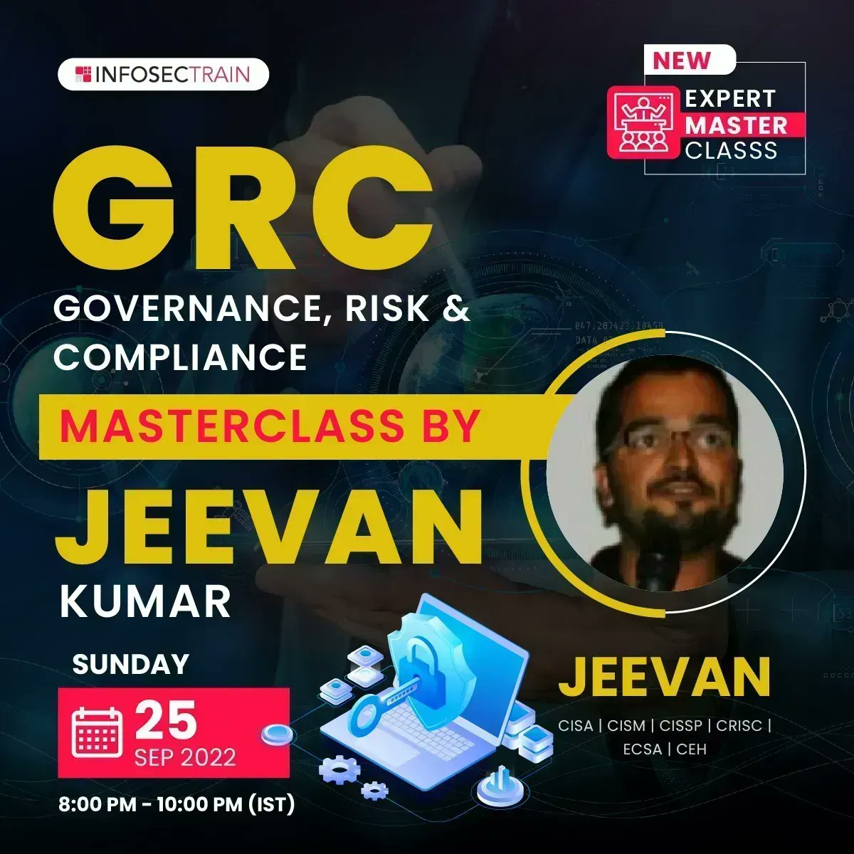 Infosec_Train's tweet photo. Governance, Risk & Compliance (GRC) Masterclass by Jeevan
Date📆25th Sep 2022 (Sun), Time ⏰08:00 PM -10:00 PM (IST)
Register Now: https://t.co/FzVy8OIJ6y
#grc #webinar #freemasterclass #governance #cloud #cloudsecurit #security #privacy #learntorise #gdpr #infosectrain https://t.co/365RPhVp9U