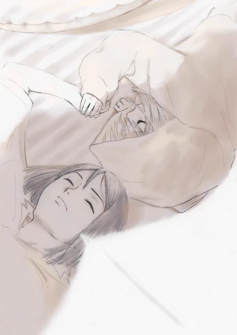 「手繋いでるのかな…」と、言っていただいたので…すごいですね!そこは迷って見えないようにしたのですが。手を繋ぐは私の師弟の概念なんでしょうね。 