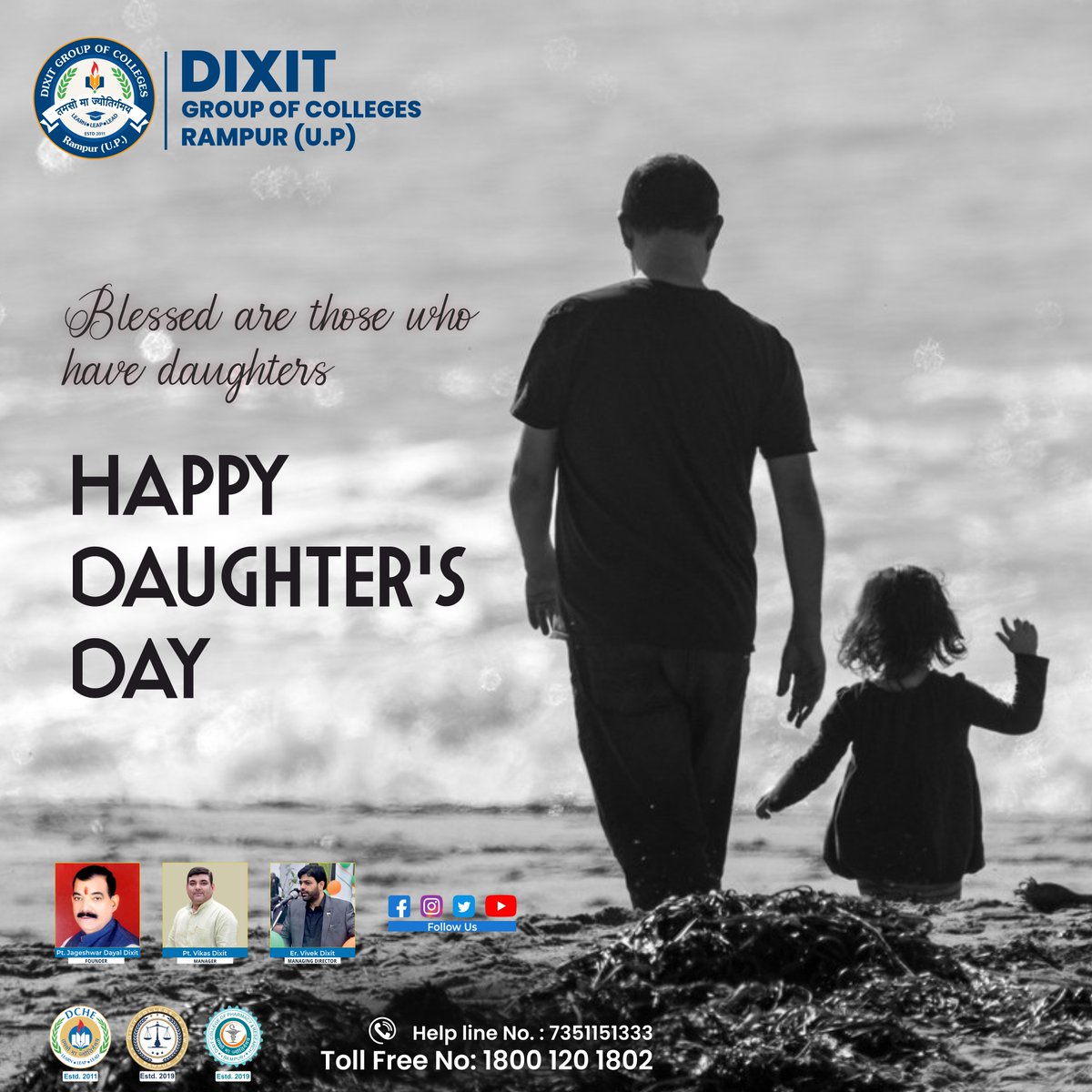dixit_group's tweet photo. Wishing all the daughters a very happy Daughters' Day.
Daughters are special gift from God. They not only make your life beautiful, but they also make you feel special. 
Daughters are a special gift from God.  #25sep #dcpr https://t.co/aZ0i7GEvjq