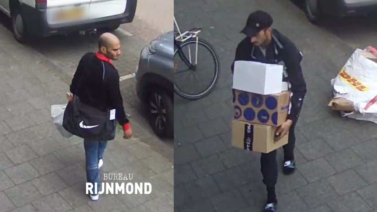 Duo steelt DHL-bus vol met pakketten. Ze zijn gefilmd als ze de bus leegroven. Video: bit.ly/3LW15pn