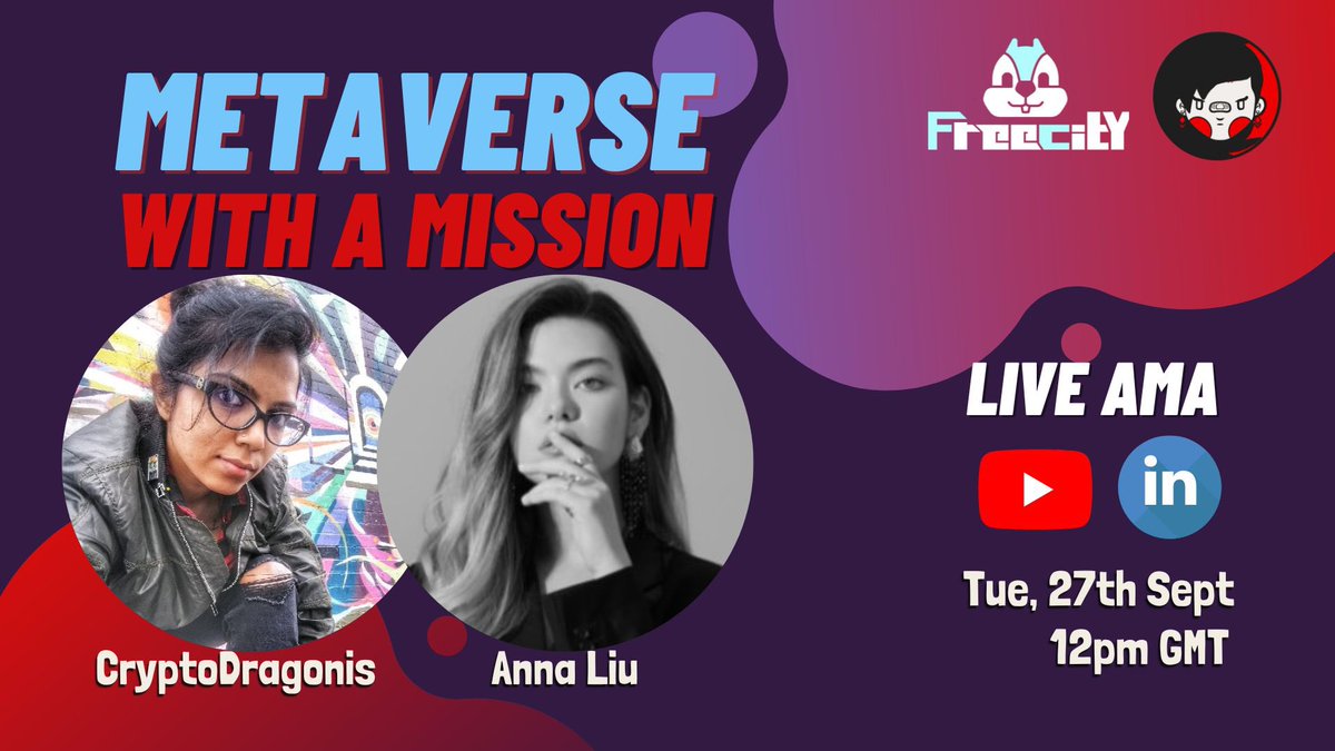 DeFAIDragonis (@itsjustreva) on Twitter photo Stoked to host Anna Liu, CMO <a href="/FreeCity_OS/">FreecitY_Official</a>, in an exciting LIVE AMA abt SocialFi. FreeCity rewards social engagement in the Metaverse. We’ll explore how we can bring mission-focused projects like <a href="/bravanft/">BRAVA NFT 🧡 NO to Violence. Let's #UNiTE!</a> to inspire engagement & activation.
Join us ➡️ lnkd.in/dERNjsbG Stoked to host Anna Liu, CMO <a href="/FreeCity_OS/">FreecitY_Official</a>, in an exciting LIVE AMA abt SocialFi. FreeCity rewards social engagement in the Metaverse. We’ll explore how we can bring mission-focused projects like <a href="/bravanft/">BRAVA NFT 🧡 NO to Violence. Let's #UNiTE!</a> to inspire engagement & activation.
Join us ➡️ lnkd.in/dERNjsbG
