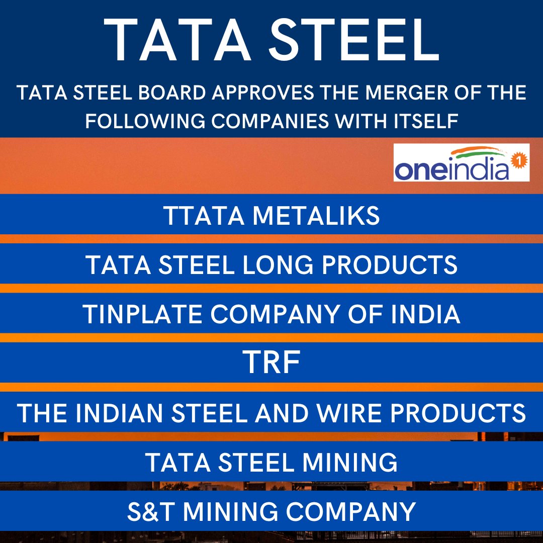 Oneindia's tweet image. #TataSteel board approves the merger of seven of its #subsidiaries with itself. 

goodreturns.in/news/business/